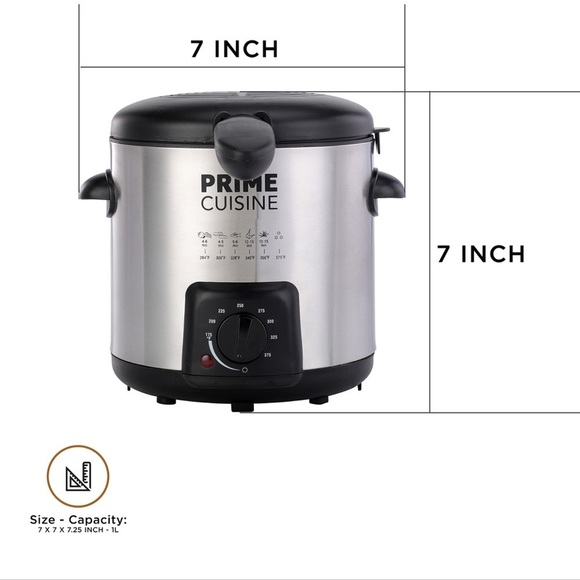 Prime Cuisine Stainless Steel Deep Fryer 1L NIB NWOT Student /Apartment /Singles - Picture 14 of 15